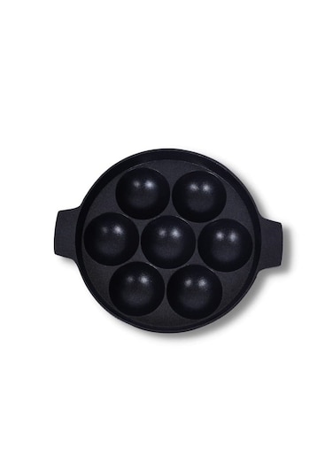 Induction Base Non Stick Paniyaram Appam Pan, Black, 7 Cavity