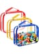 Valuxe 3 Packs Toy Storage Bags with Zipper   Reusable Clear PVC Organizer Bags   Travel Waterproof Toy Bags for Board Games, Building Blocks, Puzzle and Kids Books (Red, Yellow, Blue)
