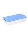 35L Plastic Storage Box with Secure Lid White &amp; Blue Slim, Durable Organizer for Clothes, Shoes, Toys &amp; Household Essentials