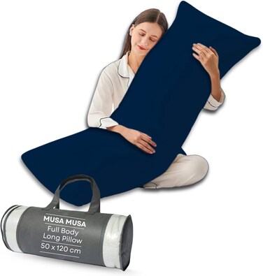 MUSA&Acirc;&reg; Full Body Long Pillow - Navy, 50 x 120cm