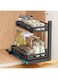 2 Tier Under Sink Organizer and Storage, Heavy Duty Sliding Under Sink Shelf, L Shaped Pull Out Cet Basket Organizer, Multi-Purpose Slide Out Organizer Rack for Bathroom, Kitchen (Black)