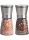 and Pepper Grinder Set of 2, Premium Stainless Steel Spice Mill with Adjustable Coarseness, Ceramic Blades, Refillable Glass Body with 60Z capacity
