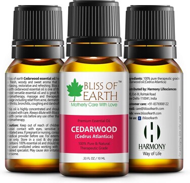 Bliss of Earth Cedarwood Essential Oil, Woody Aroma - 10ml, Diffuser Aromatherapy, Hair &amp; Skin Oil