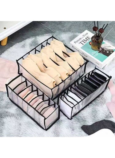 Home Mesh Underwear &amp; Socks Storage Box &acirc;&euro;&ldquo; 3-Piece Compartment Organizer Set for Closet &amp; Dorm