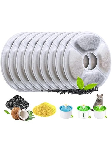 Lxiyu 8 Pack Pet Fountain Filter Cat and Dog Fountain Replacement Filters, Pet Water Fountain Activated Carbon Filter Keep Water Clean and Fresh Removes Bad Tastes and Odors (8 Pack)