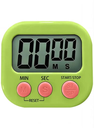cooking timer, large numbers, loud alarm, magnetic stand, baking cooking timer, green