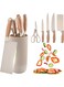 Kitchen Knife Set Khaki Kitchen Knife Set with Knife Block &acirc;&euro;&ldquo; Non-Stick Stainless Steel Sharp Blades, Anti-Rust &amp; Ergonomic Design for Home, Restaurant,Outdoor