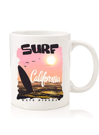 Premium Quality Two Sided Printed Coffee Mug Tea Cup For Home Office, Kids Men Women Surf California