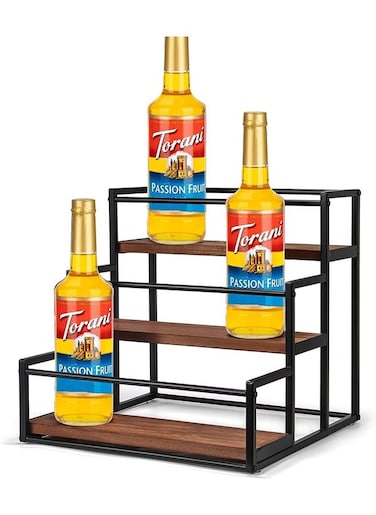 Coffee Syrup Rack Organizer Syrup Bottle Holder Stand for Coffee Bar 3-Tier 12 Bottles Storage Shelves for Syrup, Wine, Dressing for Kitchen Coffee Station