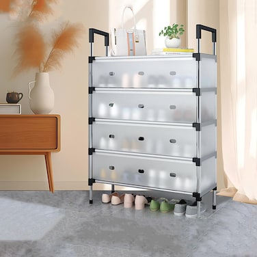 6-Tier Entryway Shoe Rack with Dustproof Doors, Multi-Layer Storage Organizer for Shoes/Toys - Space-Saving Cabinet for Hallway, Living Room, Closet