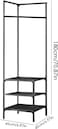 Corner Freestanding Clothes Rack, Metal Garment Rack with Shelves, Space-Saving Triangle Wardrobe Organizer for Bedroom, Entryway, Dorm（45x45x180cm, Black）
