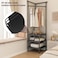 Corner Freestanding Clothes Rack, Metal Garment Rack with Shelves, Space-Saving Triangle Wardrobe Organizer for Bedroom, Entryway, Dorm（45x45x180cm, Black）