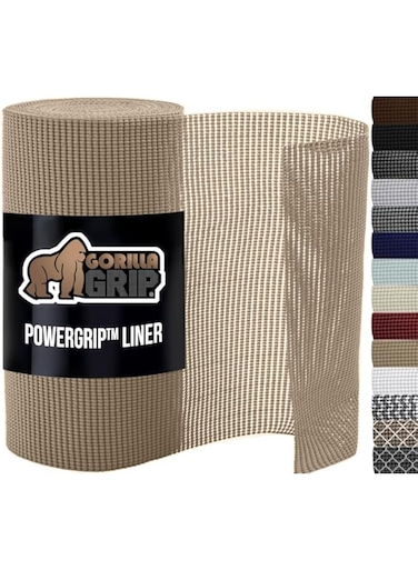 Gorilla Grip Original Drawer and Shelf Liner, Non Adhesive Roll (12" x 20' Size) Durable and Strong, for Drawers, Shelves, Cabinets, Storage, Kitchen and Desks (Beige)