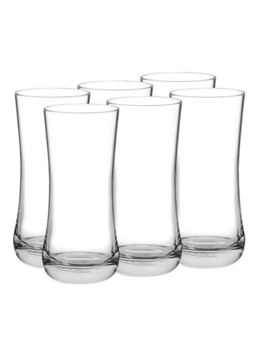Aloha Glass Set of 6, Clear, 360 Ml, B01712, Paradise Polynesian Aloha Tumbler for Juice and Water Clear