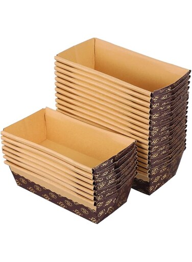 25Pcs Paper Bread Loaf Pan, Chef-Grade Paper Baking Pans, Elegant Disposable Bakeable Kraft Pan Supplies For Baking Bread, Rectangle Loft Mold Paper Baking Loaf Pans For Cake Bread Display