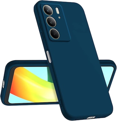 Case for Realme C75 Liquid Gel Rubber Bumper Case with Soft Microfiber Lining Cushion Slim Hard Shell Shockproof Protective Cover for Realme C75 2024 (Blue)