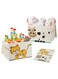 Toy Box Chest, Collapsible Toy Box with Flip Lid and Handles, Cartoon Animal Embroidery Toy Chest for Kids, Large Capacity Toy Box, Building Blocks, Books, 2 Pack (Tiger/Cow)