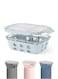 3 Compartment Glass Food Storage Container with Airtight Lid and Silicone Protection, Individually Sealed 3 Section Meal Prep Container, Freezer, Dishwasher, Microwave Safe, 1050ml(Ice Blue)
