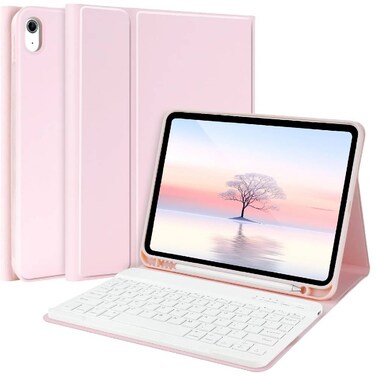 ZOOMEE Keyboard Case for iPad 10th Generation 10.9 Inch 2022- Lightweight Smart Cover with Auto Wake/Sleep Function- Detachable Wireless Keyboard Case for iPad 2022 10th Generation - Pink