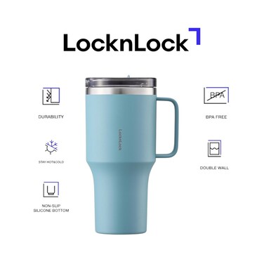 LocknLock Metro Mug King 820ml Blue &ndash; Double-Wall Insulated Stainless Steel Mug with Spill-Resistant Lid