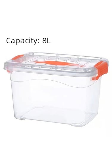 Transparent 8L Storage Box, Stackable Sealed Plastic Storage Bin With Lid &amp; Secure Lock, Multipurpose Home Organizer Container For Toys, Makeup, Office Supplies, Closet Bedroom Kitchen Organization