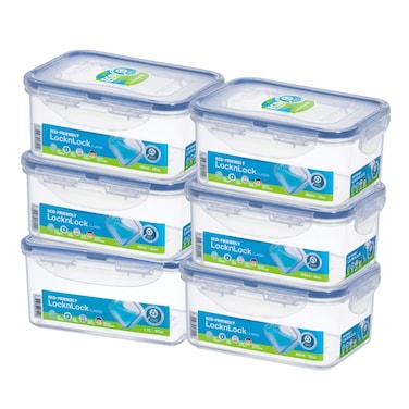 LocknLock Food Container Rectangle 1.1L &ndash; Pack of 6 &ndash; Airtight, BPA-Free, Eco-Friendly, Microwave &amp; Freezer Safe