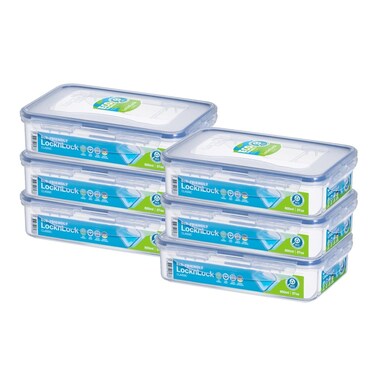 LocknLock Food Container Rectangle 800ml &ndash; Pack of 6 &ndash; Airtight, BPA-Free, Eco-Friendly, Microwave &amp; Freezer Safe