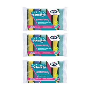 Arix Sponge Scourer Color (Pack of 3 x 6pcs) &ndash; Heavy-Duty Color-Coded Scrubbing Sponges