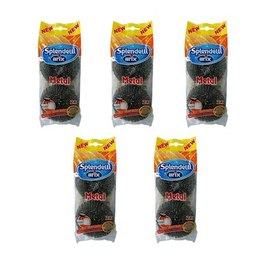 Arix Splendelli Metal Stainless Steel Scourer (Pack of 5 x 2pcs) &ndash; Extra-Strong &amp; Rust-Free Heavy-Duty Cleaning