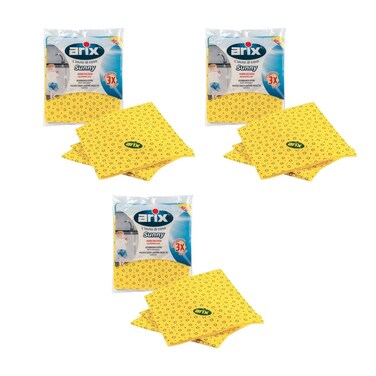 Arix Sunny Yellow Multipurpose Soft Cloth &ndash; Premium Quality Cleaning Cloths (Pack of 3 x 3pcs)