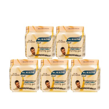 EL SADA Long Lasting Hair Styling Gel 1L &ndash; Yellow (Pack of 5) &ndash; Premium Hold, Shine &amp; Humidity Resistance