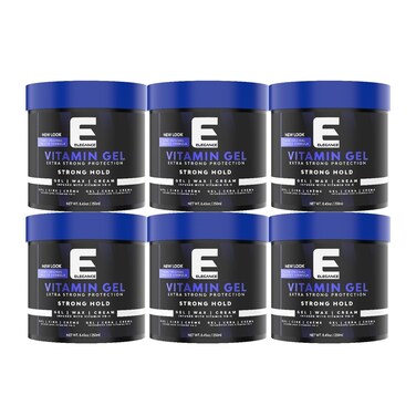 Elegance E-Series Vitamin Gel &ndash; Blue, 250ml (Pack of 6) &ndash; Strong Hold, Pro-VB-5, Flake-Free Shine &amp; Volume