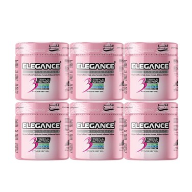 Elegance Triple Action Hair Gel &ndash; Pink, 250ml (Pack of 6) &ndash; Strong Hold, Shine &amp; Volumizing Styling Control