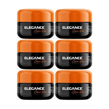 Elegance E-Series Cream Wax &ndash; White, 100ml (Pack of 6) &ndash; Medium Hold, Moisturizing, Natural Shine &amp; Frizz Control