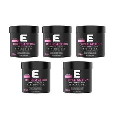Elegance E-Series Venus Triple Action Styling Gel &ndash; 500ml (Pack of 5) &ndash; Super Strong Hold, Volume, Shine &amp; Flake-Free Finish