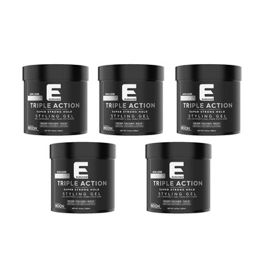 Elegance E-Series Moon Triple Action Styling Gel &ndash; 500ml (Pack of 5) &ndash; Super Strong Hold, Volume, Shine &amp; Flake-Free Finish
