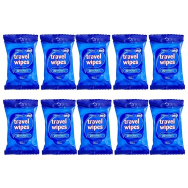 Big D Wet Travel Wipes Original Scent &ndash; 20pcs (Pack of 10) &ndash; Resealable, Moist Tissues for Instant Clean-Ups On-the-Go