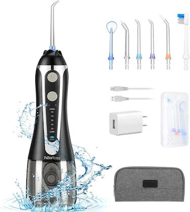 Water Dental Flosser, Cordless Oral Irrigator,Rechargeable Teeth Cleaners for Braces Oral Care,Waterproof and Portable for Travel with 6 Nozzles
