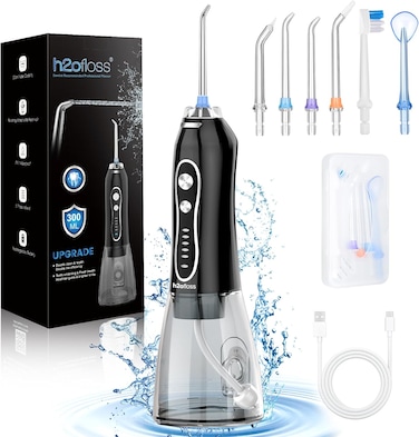 Water Dental Flosser Teeth Pick -Portable Oral Irrigator with 5 Modes, Rechargeable IPX7 Waterproof Orthodontic Teeth Cleaner Pick Cordless for Home Travel-300ml Water Tank
BLACK