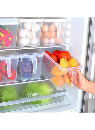Valuxe Kitchen Storage Containers with Handle, Strong Plastic Food Storage Organizer Boxes with Lids for Refrigerator, Fridge, Freezer, Cabinet Desk, 3Pcs Container Set Food Organizers with Lids