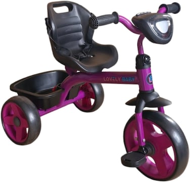 Lovely Baby Kids/Children Smart Design Tricycle LB 3390 with LED Lights, Music, and Rear Basket - Purple