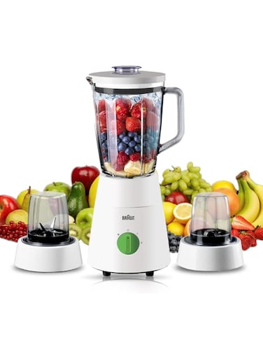 Braun Household Braun PowerBlend 1 Jug Blender 500W, Glass, 1.5 L capacity, TriAction Technology, 2 Mills 2 speeds + ice crush/pulse function - JB 0153