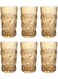 Brown Textured Glass Drinking Cups &acirc;&euro;&ldquo; 300ML Each, Premium Decorative Glassware For Coffee&iuml;&frac14;&OElig;Water, Juice &amp; Beverages
