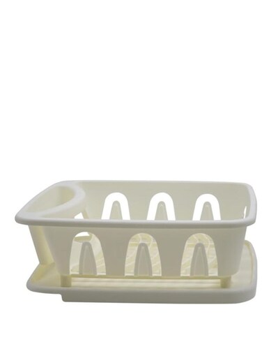 Dish Drainer Rack with Detachable Drain Board RF12795 Drainer with Drip Tray Utensil Holder Draining Board for Kitchen Counter Holds 10 Plates 8 Cups and Cutlery Space Saver