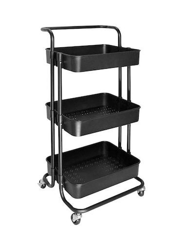 3-Tier Rolling Storage Cart Black 87cm