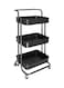 3-Tier Rolling Storage Cart Black 87cm