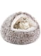 TOMVAES Cat Bed Round Plush Fluffy Hooded Cat Bed Cave, Cozy for Indoor Cats or Small Dog beds, Soothing Pet Beds Doughnut Calm Anti-nxiety Dog Bed - Waterproof Bottom Washable (Brown)