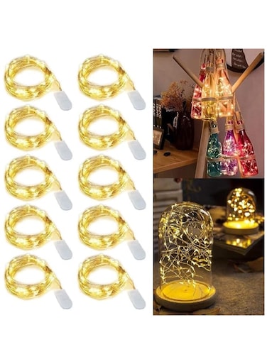 SKEIDO 10 PACK Micro LED Fairy Lights Battery Powered, 20 LEDs Small Fairy Lights Copper Wire String Lights for DIY Bedroom Wedding Christmas Decor(Warm white light)