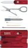 Victorinox Swiss Card, Swiss Made Pocket Tool, Credit Card Size, 10 Functions, Pen, Scissors, Red Transparent,82 mm