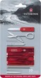 Victorinox Swiss Card, Swiss Made Pocket Tool, Credit Card Size, 10 Functions, Pen, Scissors, Red Transparent,82 mm